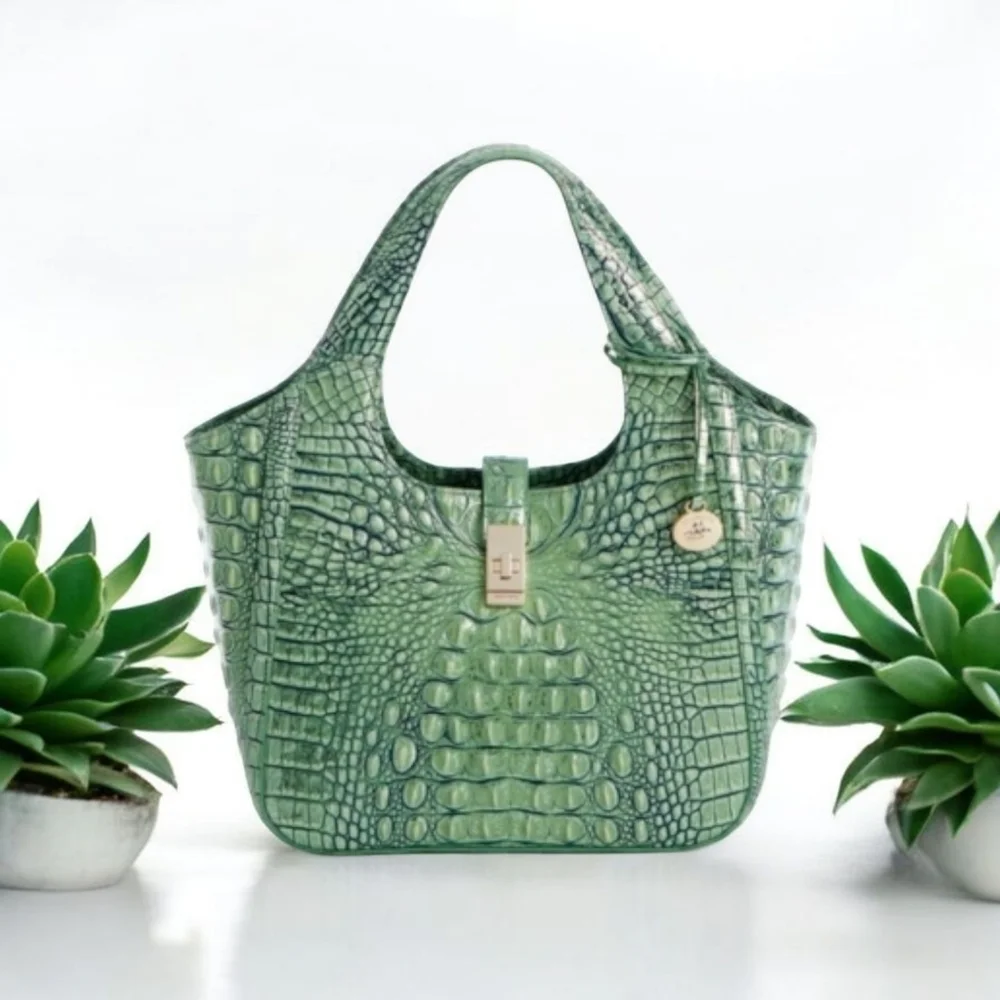 💚▪️Brahmin ▪️Small Carla Agave Melbourne Leather Shoulder Bag